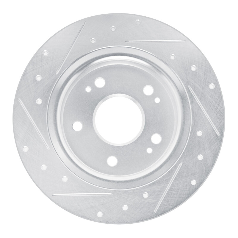 Acura Integra Brake Rotor (1) - Rear Right - R1 Concepts - Drilled & Slotted - Silver - `22-`25
